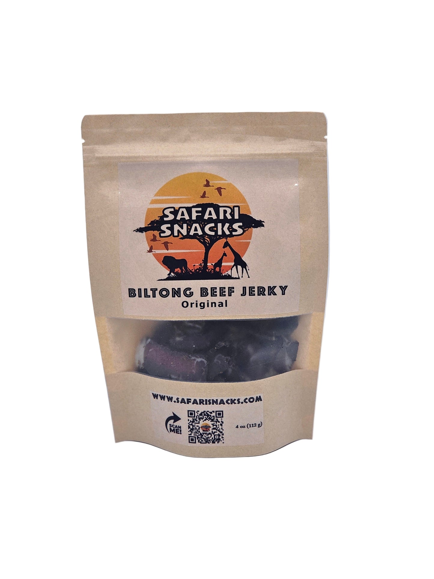 Safari Snacks biltong beef jerky package on a white background