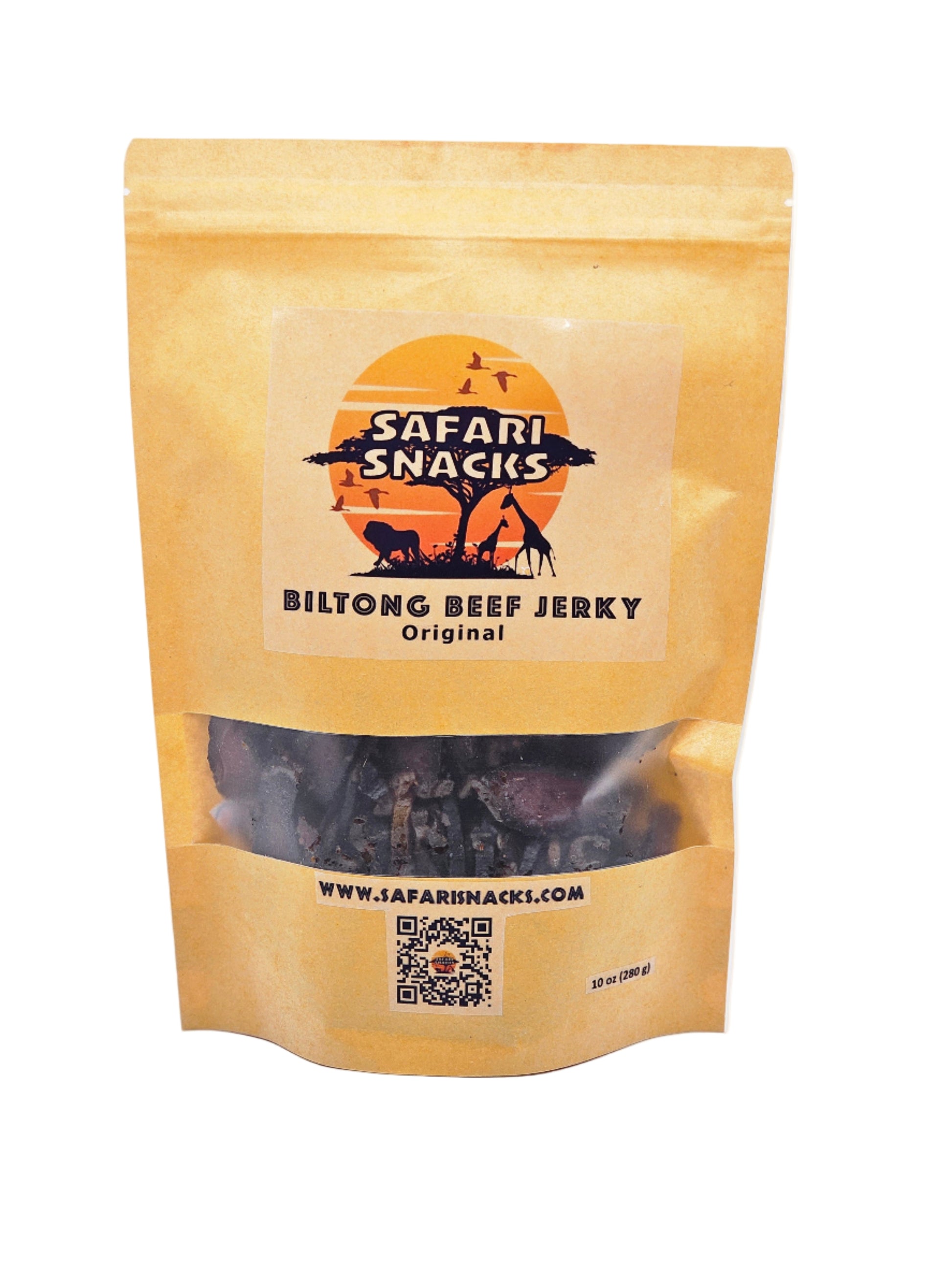 Safari Snacks beef jerky package on a white background